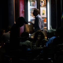 People dining at Le Palmier Restaurant, Rue Vacon, Opéra, 1st Arrondissement, Marseille, Provence-Alpes-Côte d'Azur, France